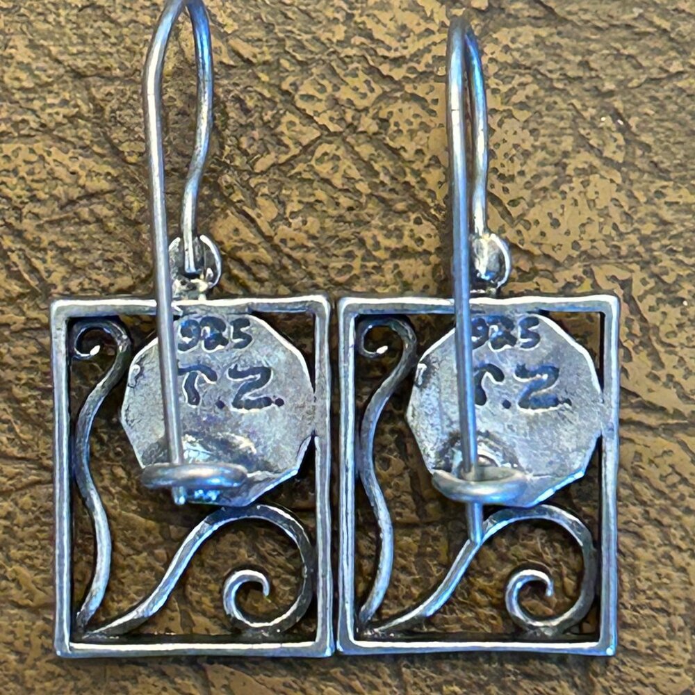 Rectangular Sterling Silver Earrings - image 2